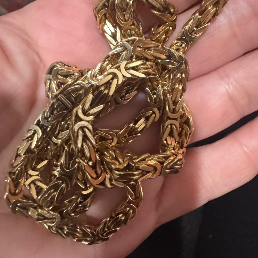 14k Solid Gold Byzantine Gold 26inch Chain Or 2 Pieces Bracelet With Necklace